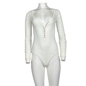 Free People Henley Bodysuit Cream Size XS